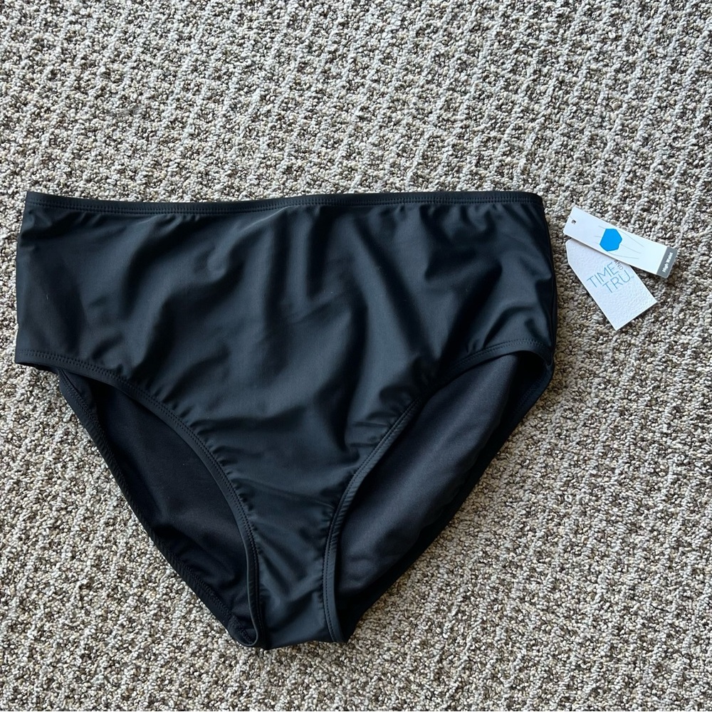 TIME & TRU BLACK HIGH WAIST SWIM BOTTOMS SIZE MISSY XL 16-18   NEW